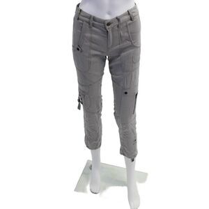 Go By GoSilk Womens Silk Mid Rise Zip Up Skinny Leg Pants Gray Size 0